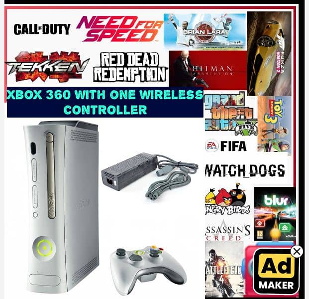 xbox 360 fat model with one wireless controller 0