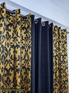 3 Pcs Leather Printed Curtain