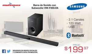Samsung HW-F355 2.1 Sound Bar | Bluetooth Wireless & Wired Subwoofer