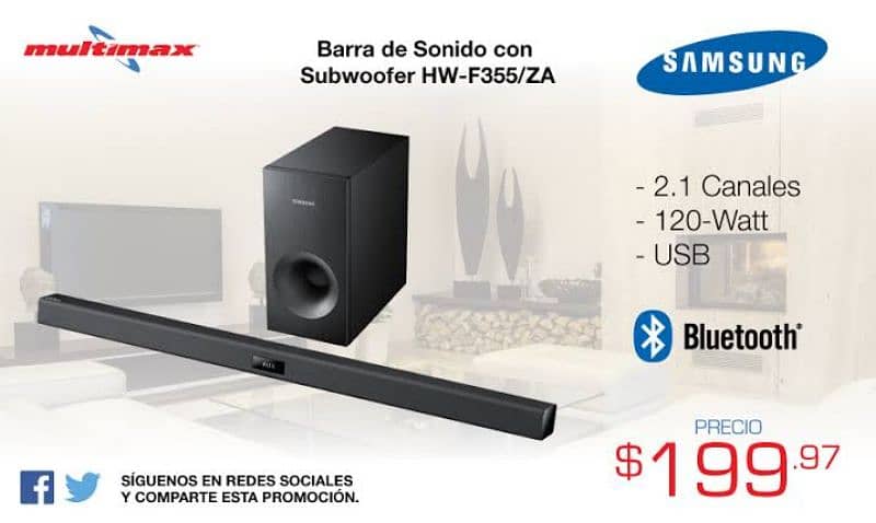 Samsung HW-F355 2.1 Sound Bar | Bluetooth Wireless & Wired Subwoofer 0