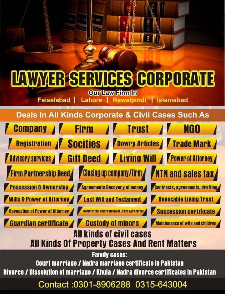 Best Lawyer/ Advocate/ Wakeel / Divorce/ Khula/Court Marriage Services 4