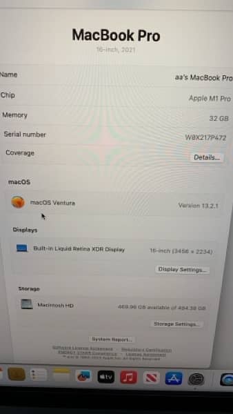 Macbook pro 16 inch M1 Pro 32gb ram 2021 2