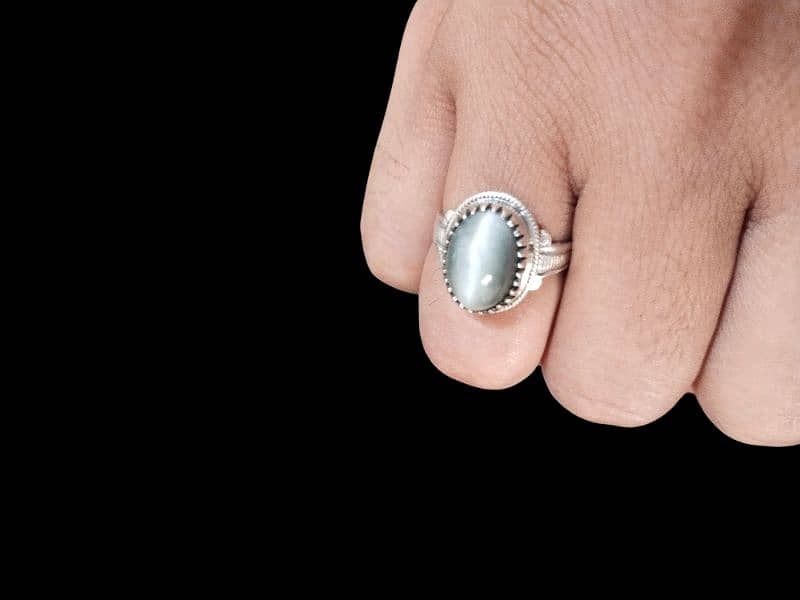 Cat Eye stone silver ring 0