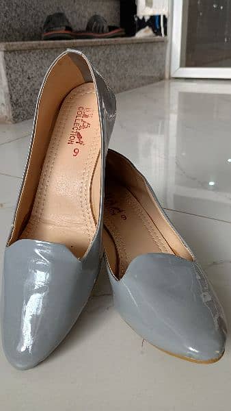 grey color shiny coat shoes for sale used just like New condition 1
