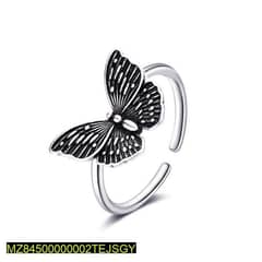 Butterfly Adjustable Silver Ring For Girls 0