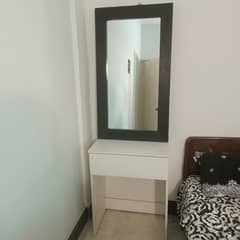 Large Mirror with Drawer and Stand, Black and White color 0