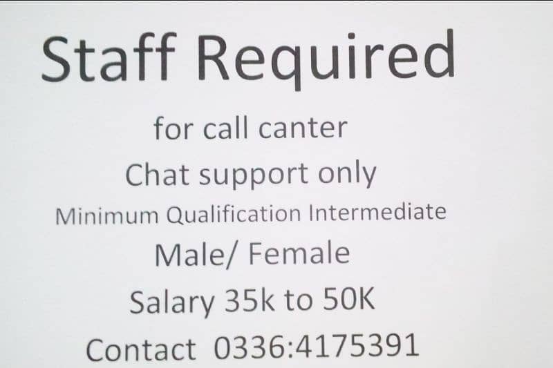 staff required 0