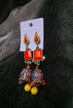 funcky earrings/ silver jhoomkas/ golden fancy earrings/ kundan ring
