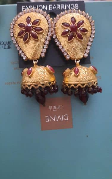 funcky earrings/ silver jhoomkas/ golden fancy earrings/ kundan ring 2