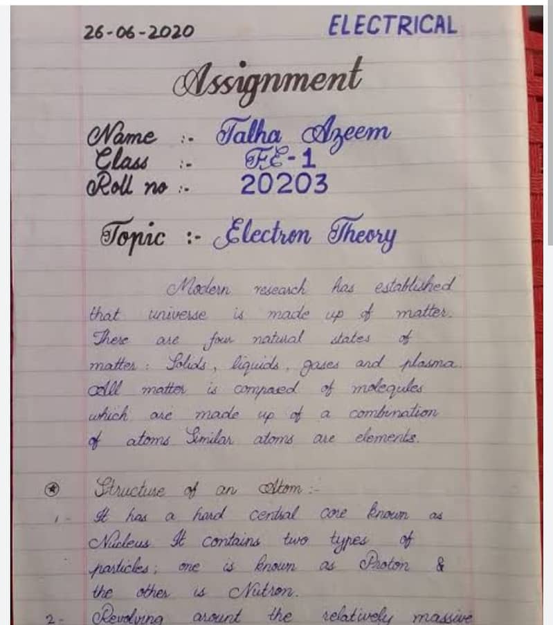 Handwriting assignments 11