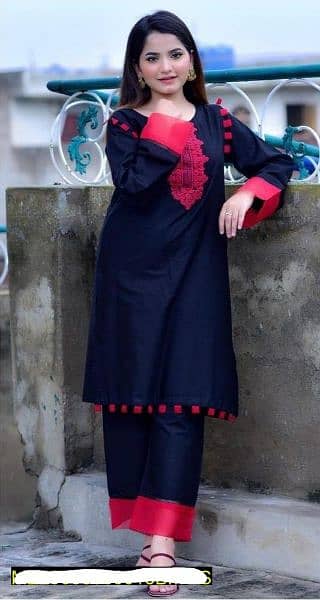 2 pce woman is Stitched linen Embroidered Shirt and trouser. 3
