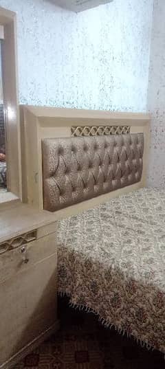 Wooden Bed with Side table