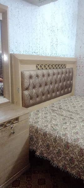 Wooden Bed with Side table 0