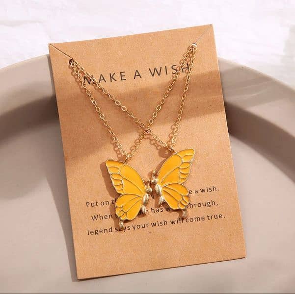 2PCS/Set Enamel Butterfly Pendant Necklace 4