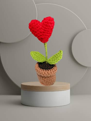 Christmas Red Heart Crochet Plant - Handmade Unique Ornaments sepcial 2