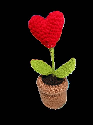 Christmas Red Heart Crochet Plant - Handmade Unique Ornaments sepcial 1