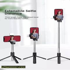 Selfie stick with LED mini light tripod stand