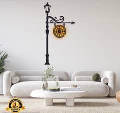 Street Lamp Design Laminated Wall Clock With Back Light