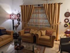 7 Seater Sofa Set with Tables and Curtains