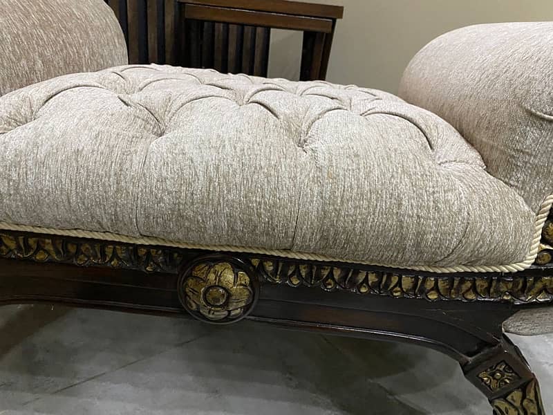 PREMIUM PURE WOOD CARVED SOFA WITH GOLDEN ACCENT 6