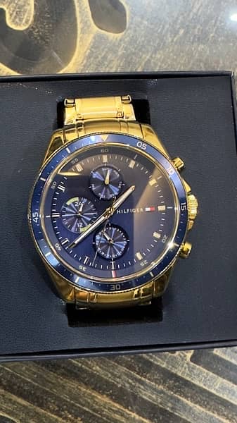 Tommy Hilfiger Men’s Gold Stainless Steel Blue Dia 1