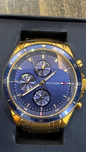 Tommy Hilfiger Men’s Gold Stainless Steel Blue Dia 2