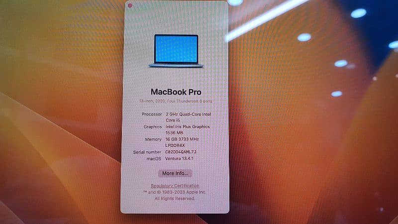 APPLE MACBOOK PRO 2020  CORE I5 16GB RAM 1TB SSD 4