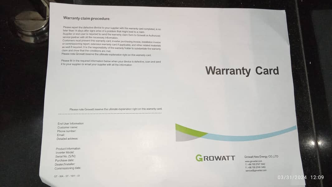 Growatt 510-15-kw  5 Year Local warantty, brand new box pack with wifi 5