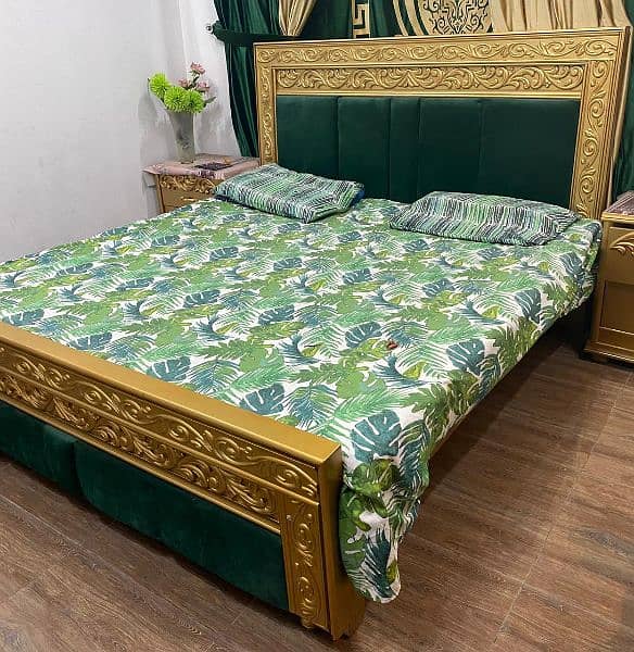 bed with two side tables including mattress with cover 2
