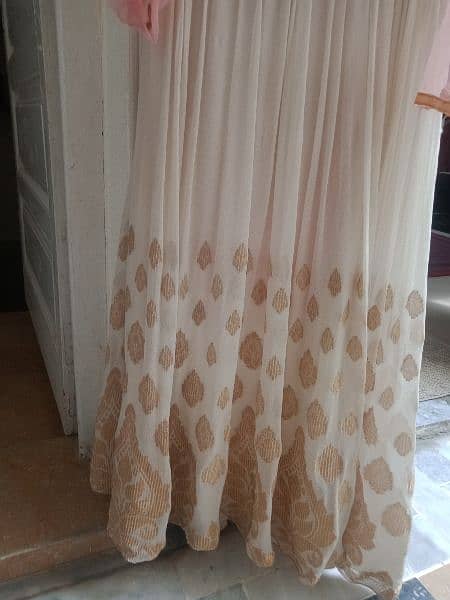pink and white long frock with net dupata 3