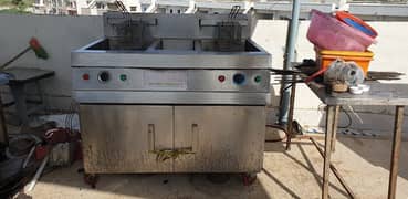 imported double basket deepfryer 32 ltr double tank with hot plate