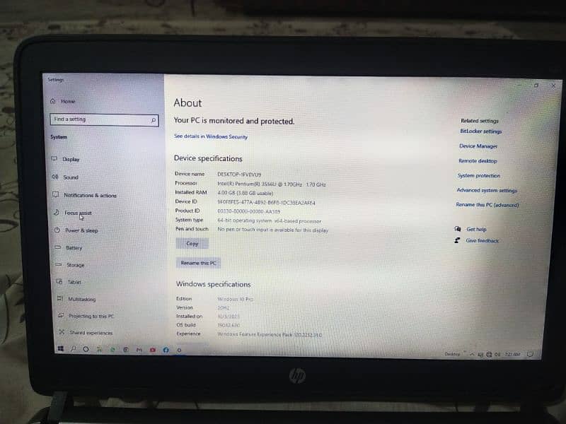 I'm selling my Laptop HP ProBook Dual Core 4th Generation 6