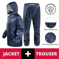 Rain Suit , Rain Coat + Trouser + Cap parachute stuff zip and buttoon.