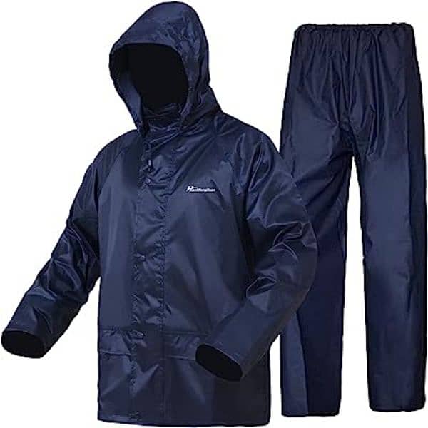 Rain Suit , Rain Coat + Trouser + Cap parachute stuff zip and buttoon. 1
