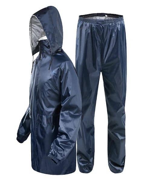 Rain Suit , Rain Coat + Trouser + Cap parachute stuff zip and buttoon. 8