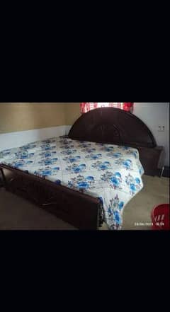 Wooden bed with dresser for sale 0