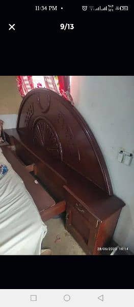 Wooden bed with dresser for sale 3