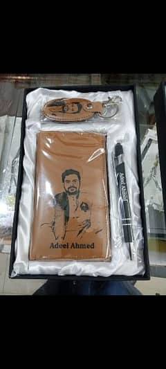 Customized long wallet , pen and keychain set