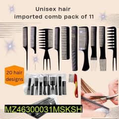Unisex Hair Imported Comb Pack of 11( 20 hair designs) See description