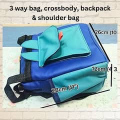 three way bags. crossbody bag, shoulder bag, backpack,