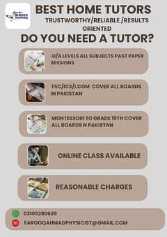 HOME TUTORS AND ONLINE TUTORS AVAILABLE 0