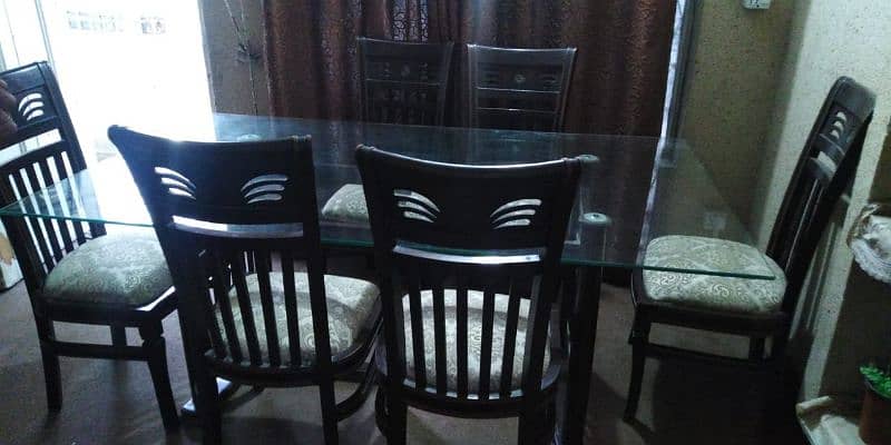 dining table wooden with glass top 6 seater 1