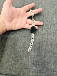 Italian Silver Bracelet in Black Aqeeq