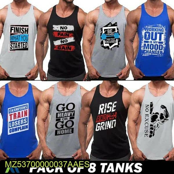 Men's Stitched Gym Tanks, Pack of 8 0