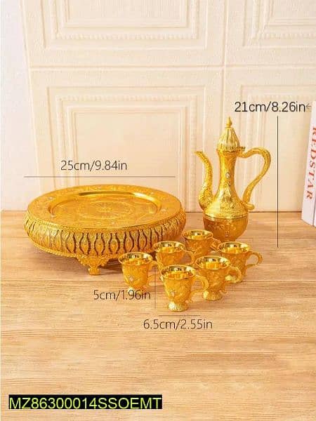 8 PCs vintage style cups and tray set 1