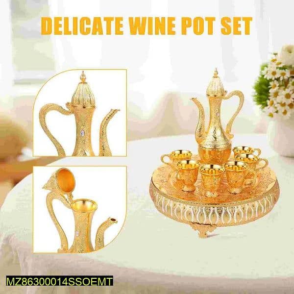 8 PCs vintage style cups and tray set 2