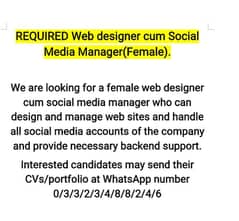 Required Web-Designer cum Social Media Manager  (Female)
