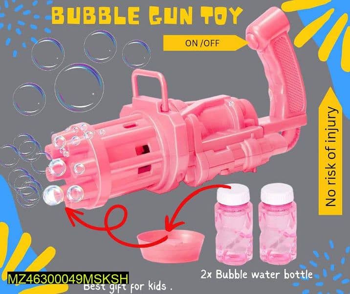•  Material: Plastic
•  Package Includes: 1 x Bubble Gun, 2 x 2