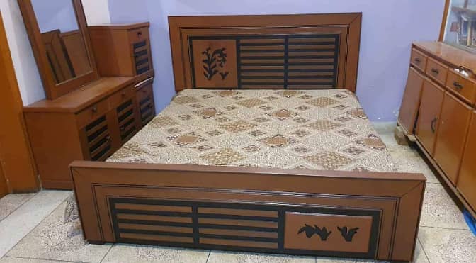 bed, complete bedset, poshish bed, wooden bed, smart bed 9