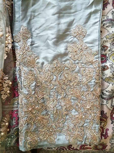 fully embrodied net froq with silk trouser 1